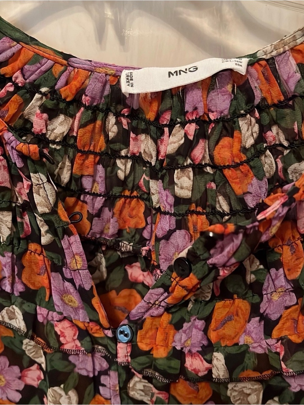 Mango Floral Ruffle Neck Blouse - Picture 2 of 2